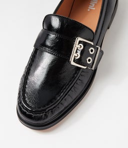GENELLE MO BLACK CRINKLE LEATHER