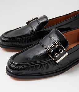 GENELLE MO BLACK CRINKLE LEATHER