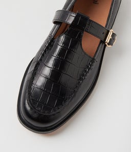 GAHLA MO BLACK SHINE CROC LEATHER