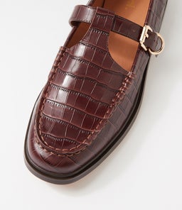 GAHLA MO BROWN SHINE CROC LEATHER