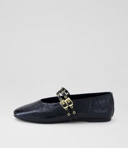 HAIZEL MO BLACK CRINKLE BLACK LEATHER