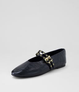HAIZEL MO BLACK CRINKLE BLACK LEATHER