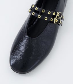 HAIZEL MO BLACK CRINKLE BLACK LEATHER