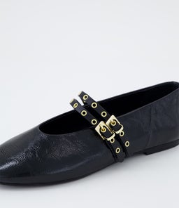 HAIZEL MO BLACK CRINKLE BLACK LEATHER