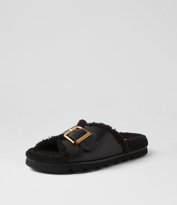 ESME MO BLACK BLACK LEATHER SHEARLING