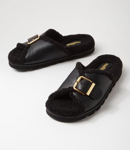 ESME MO BLACK BLACK LEATHER SHEARLING