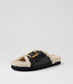 ESME MO BLACK CREAM LEATHER SHEARLING