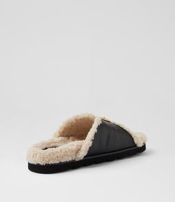ESME MO BLACK CREAM LEATHER SHEARLING