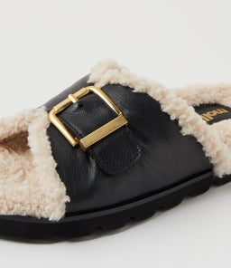 ESME MO BLACK CREAM LEATHER SHEARLING