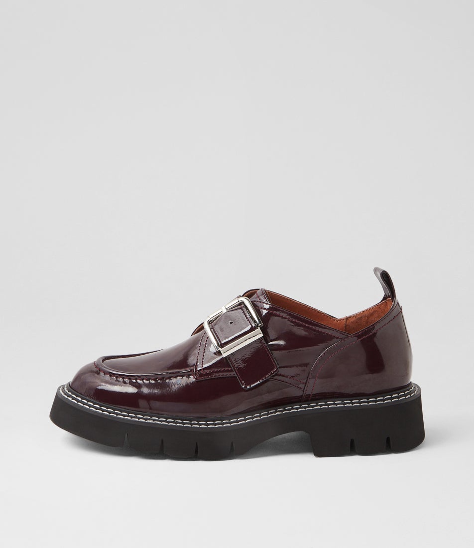 Kivia Burgundy Patent Leather Loafers Kivia Burgundy Patent Leather Loafers