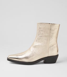 FYONA MO GOLD CRINKLE BLACK HEEL LEATHER