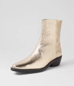 FYONA MO GOLD CRINKLE BLACK HEEL LEATHER