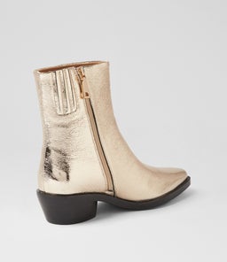 FYONA MO GOLD CRINKLE BLACK HEEL LEATHER