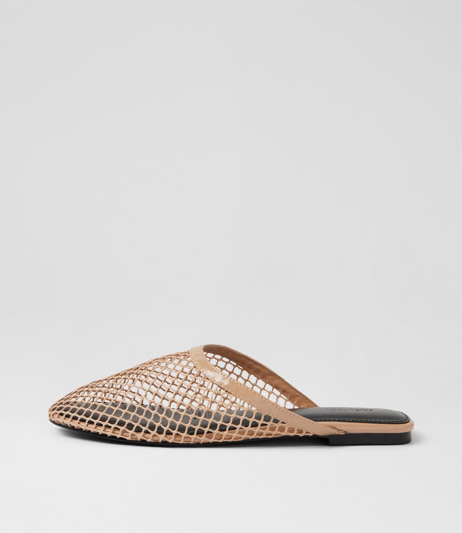 Lallina Nude Patent Mesh Slides Lallina Nude Patent Mesh Slides