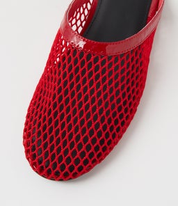 LALLINA MO RED PATENT MESH