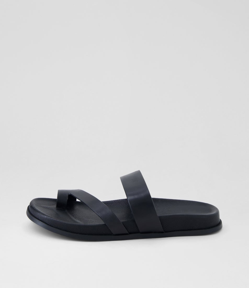 Haulen Black Leather Slides Haulen Black Leather Slides