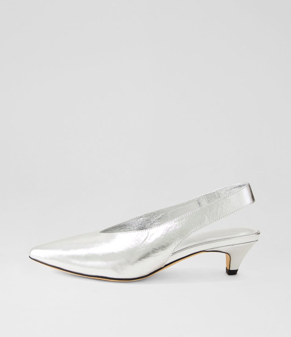 Crissi Silver Foil Leather Pump Heels