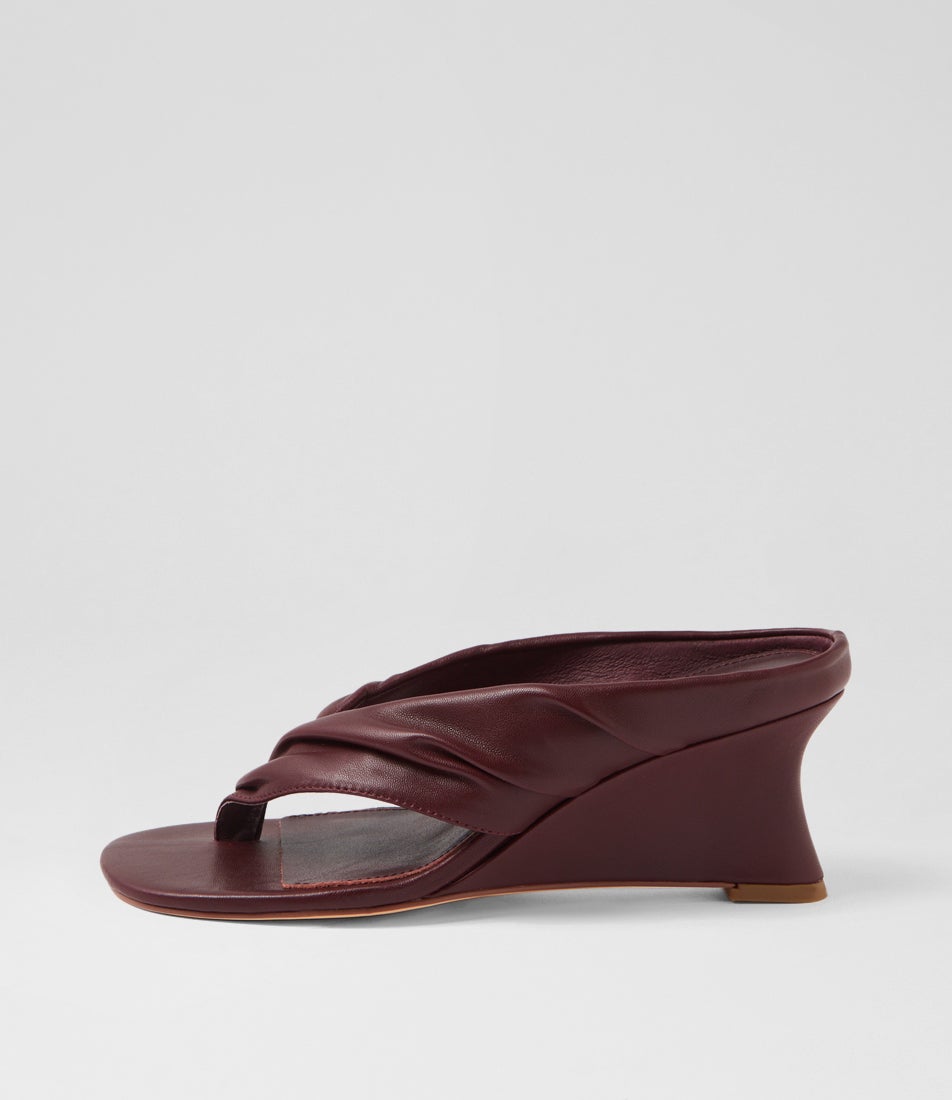 Febbe Burgundy Leather Sandals