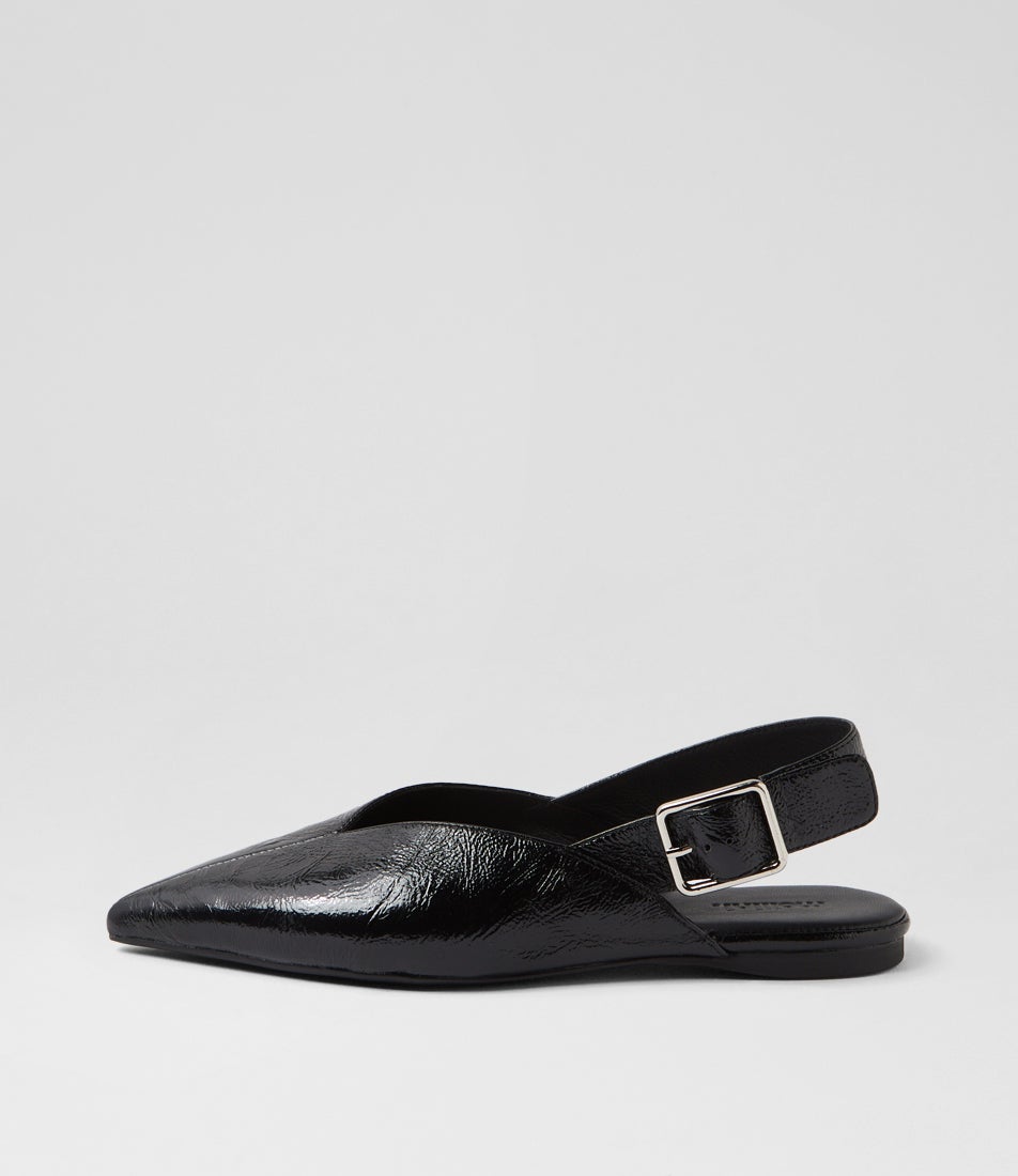 Foraya Black Leather Flat Shoes Foraya Black Leather Flat Shoes