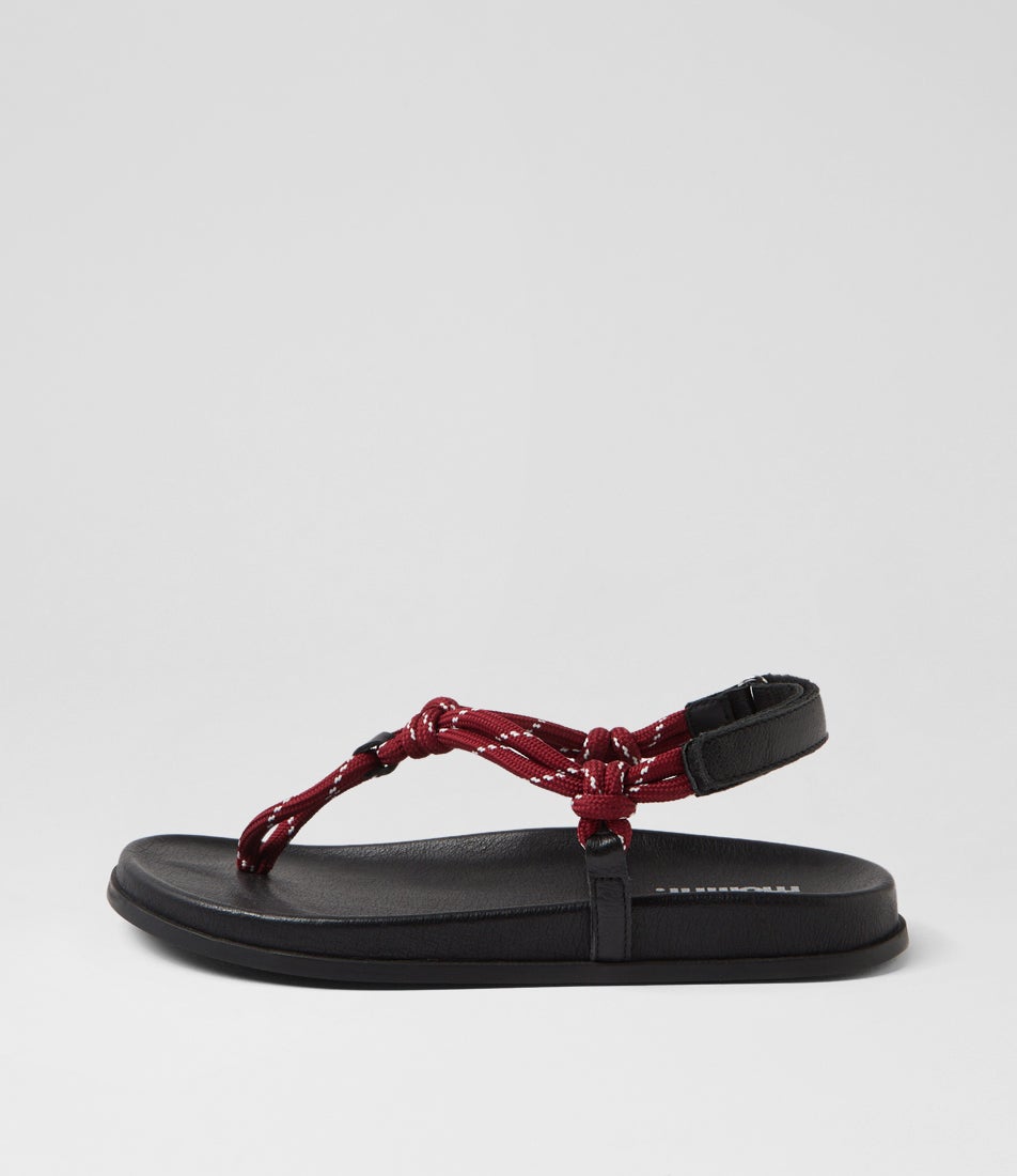 Hervy Burgundy Black Rope Leather Thongs Hervy Burgundy Black Rope Leather Thongs