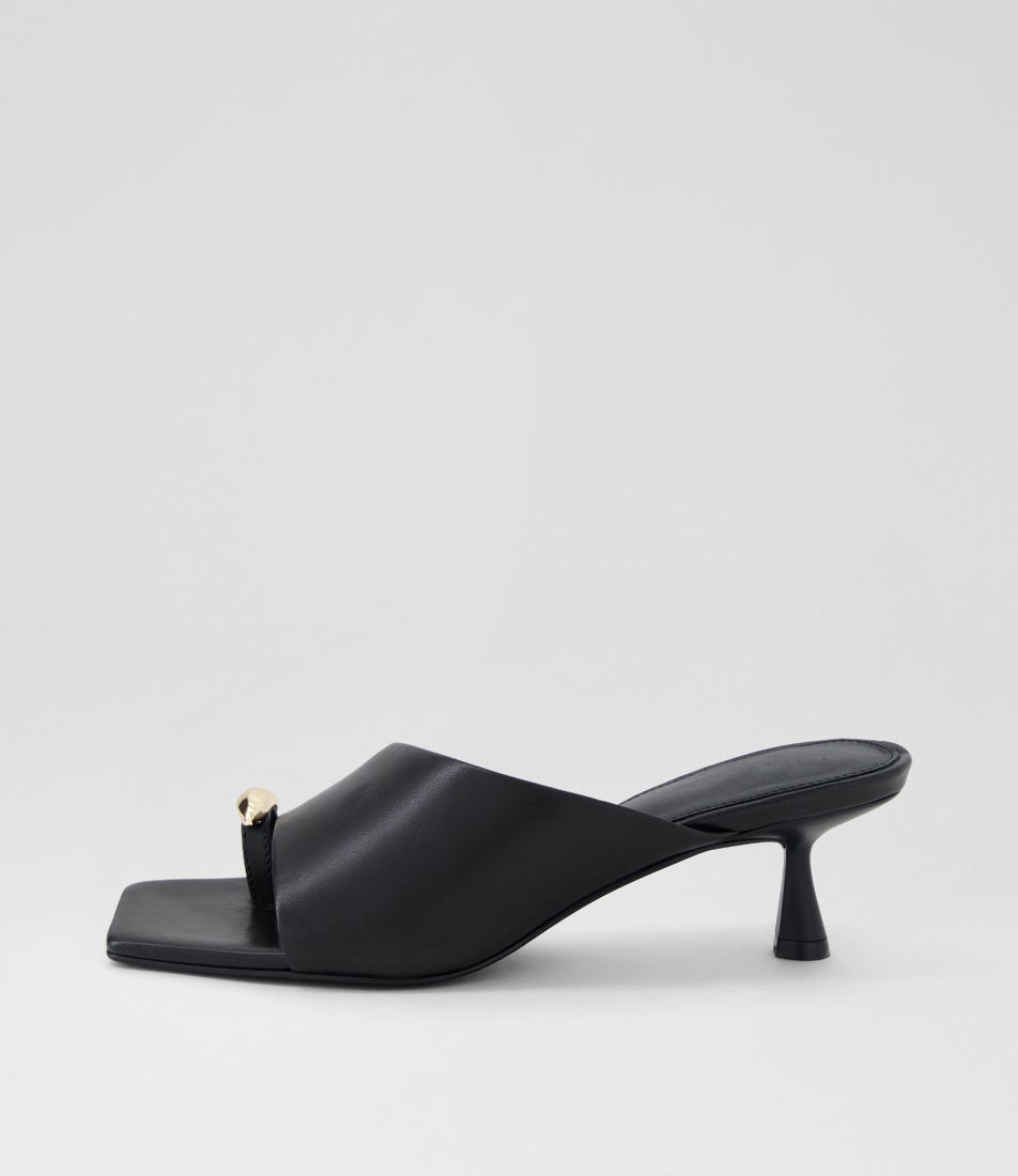 Tionee Black Leather Sandals