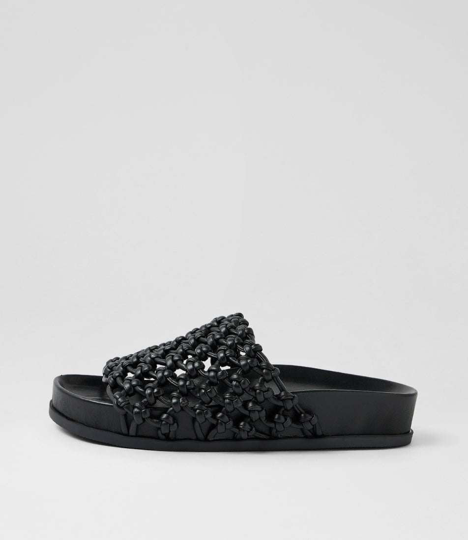 Carila Black Leather Slides Carila Black Leather Slides