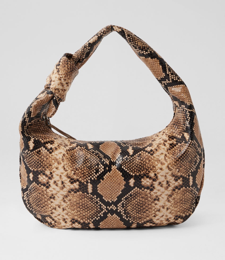 Effie Brown Snake Leather Handbag