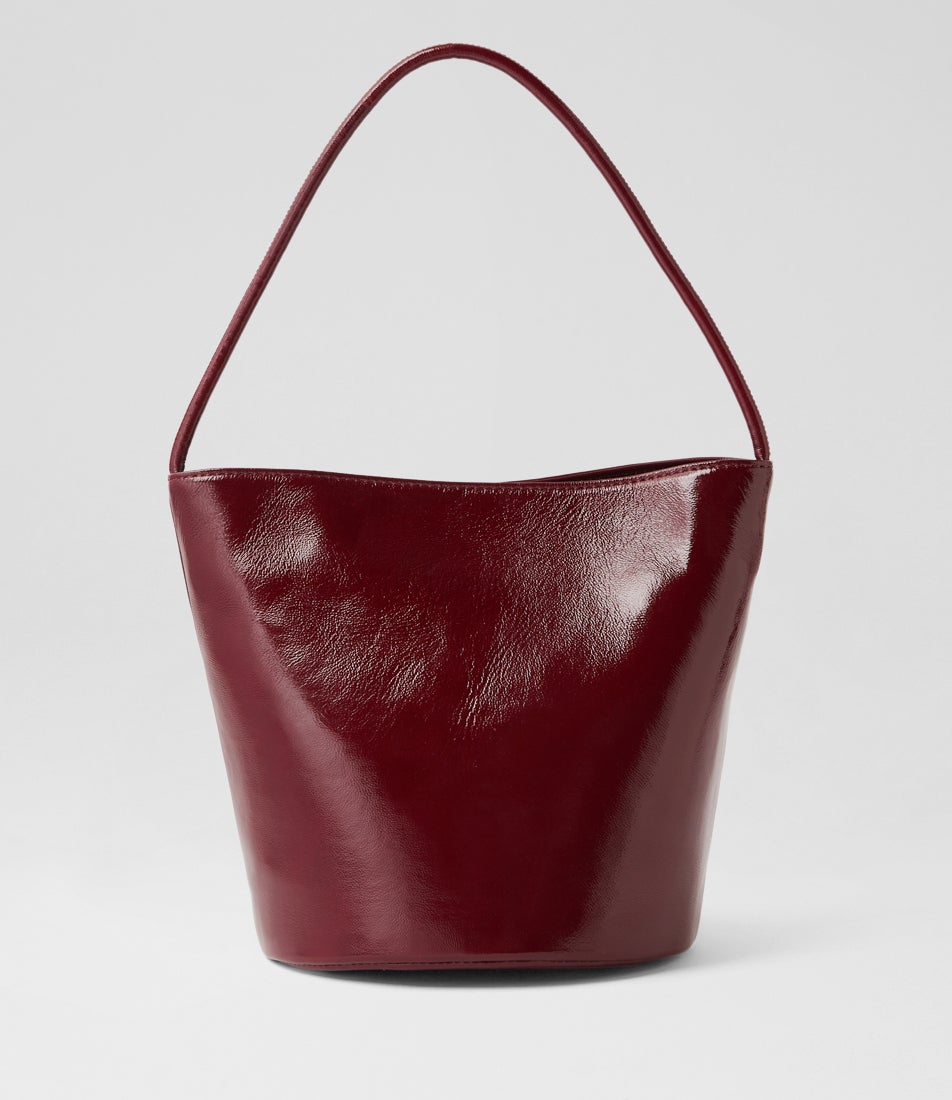 Nolya Bordeaux Crinkle Patent Leather Handbag