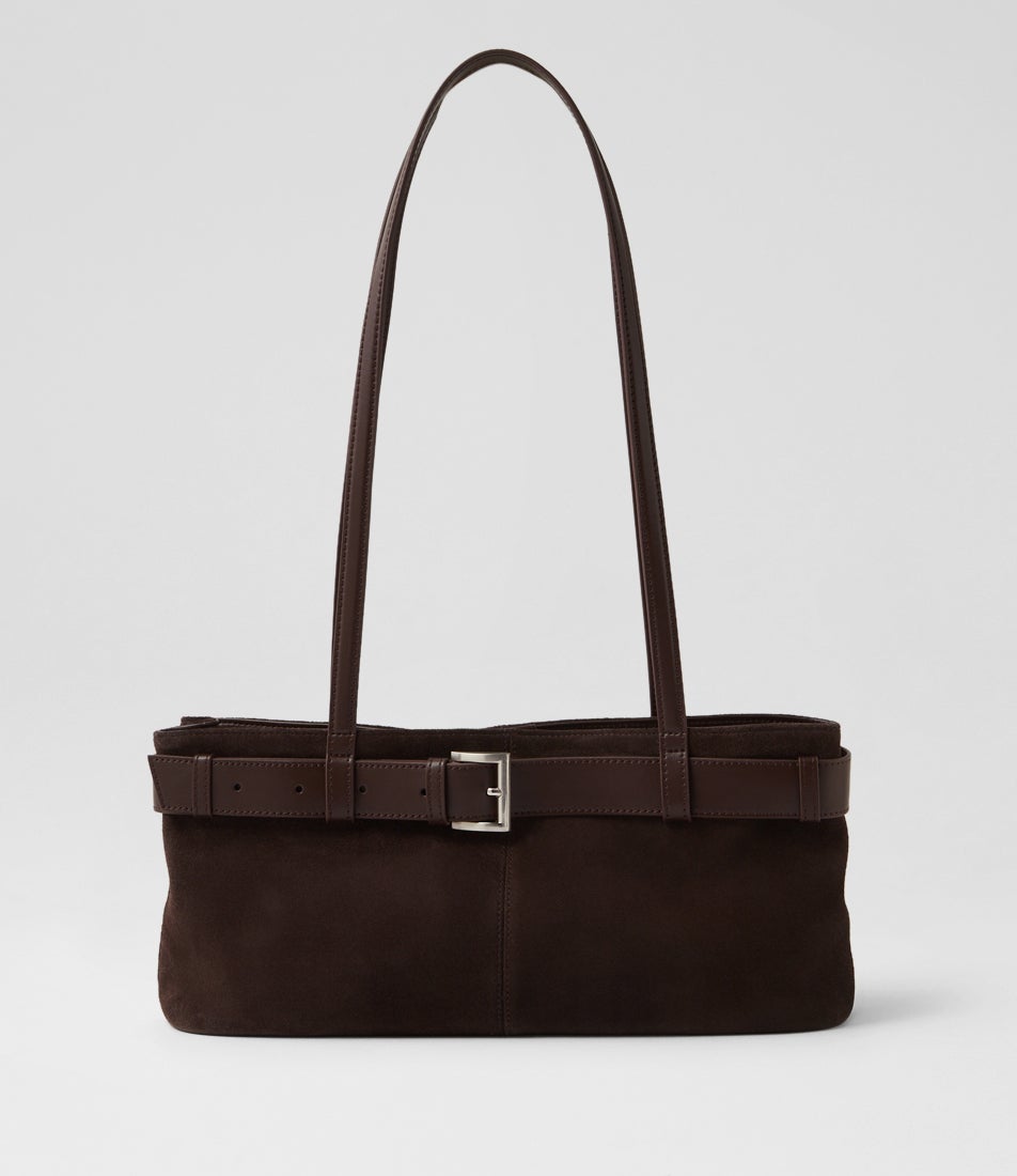 Tilda Dark Choc Suede Leather Handbag