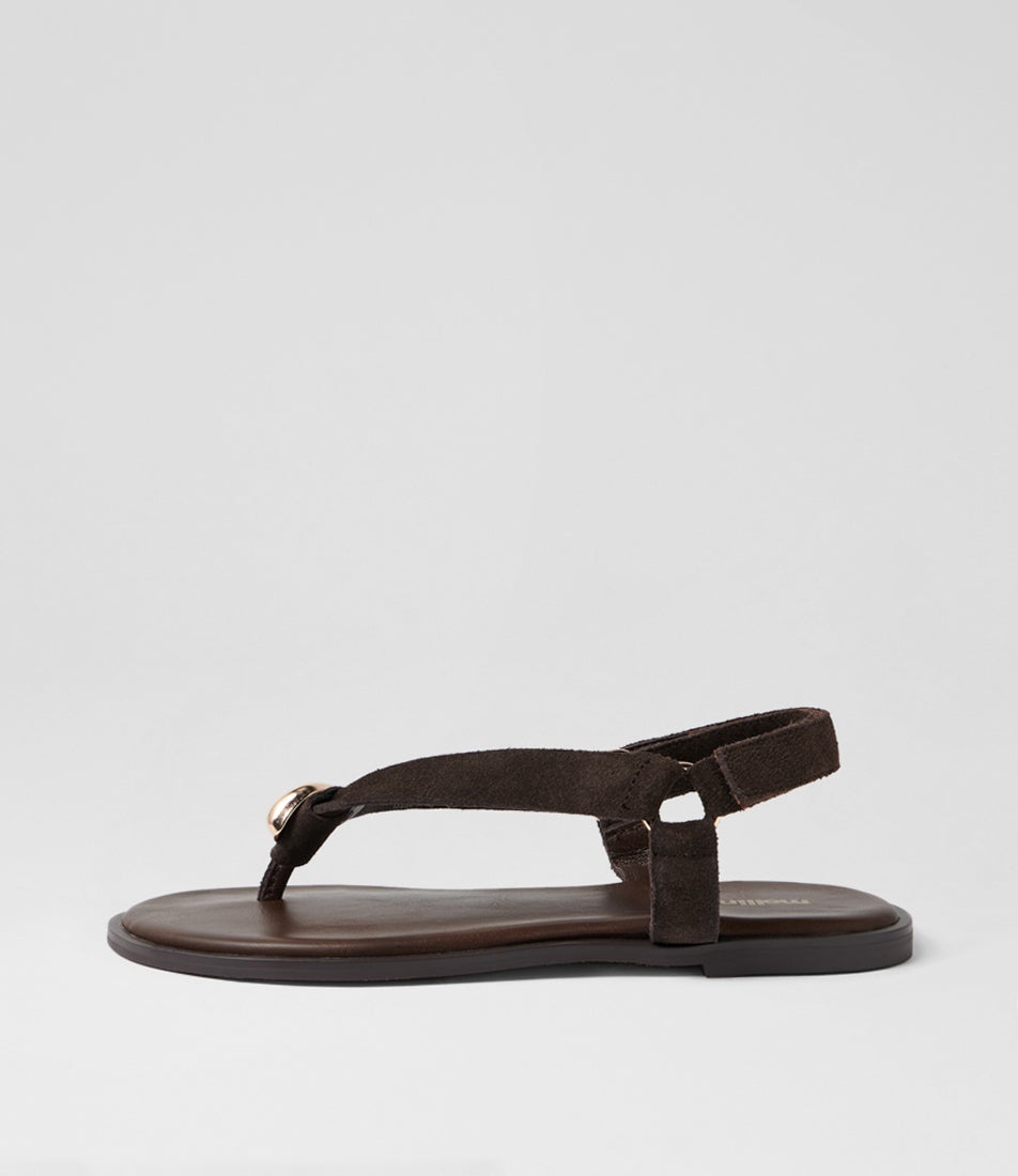 Emblem Brown Suede Thongs