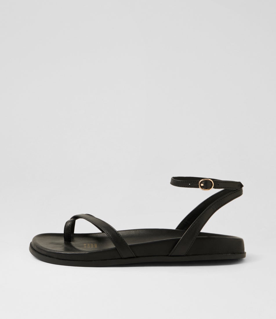 Hello Black Leather Sandals