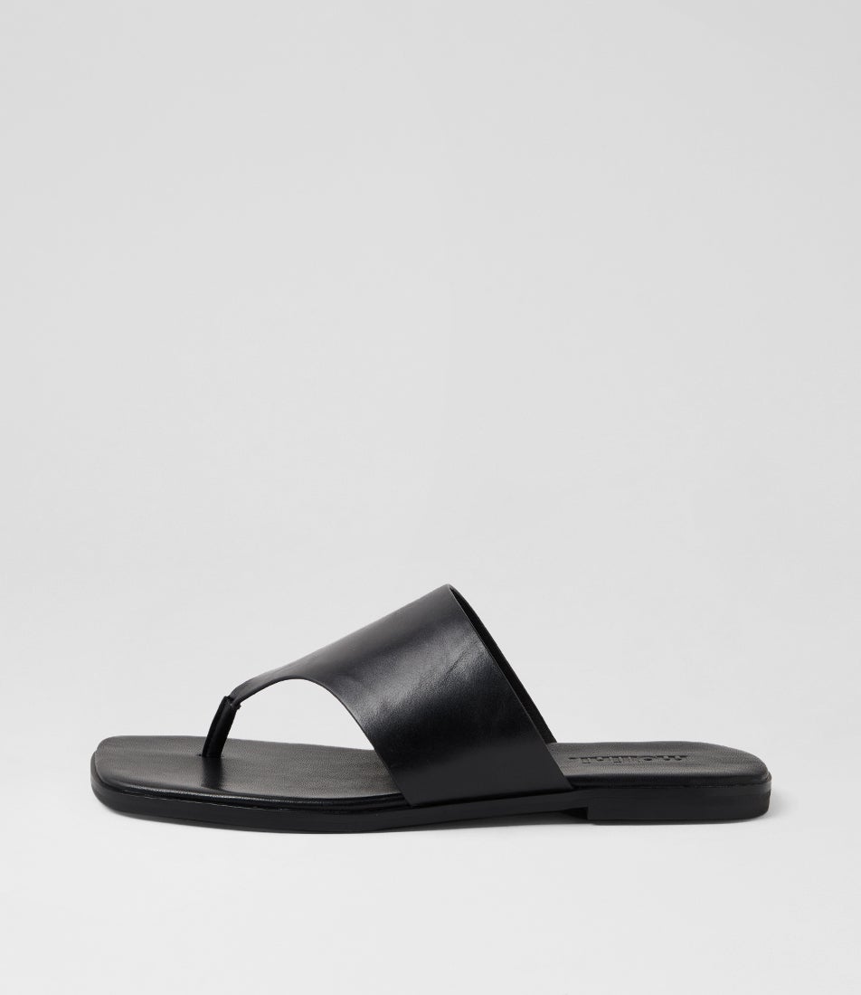 Amii Black Leather Sandals