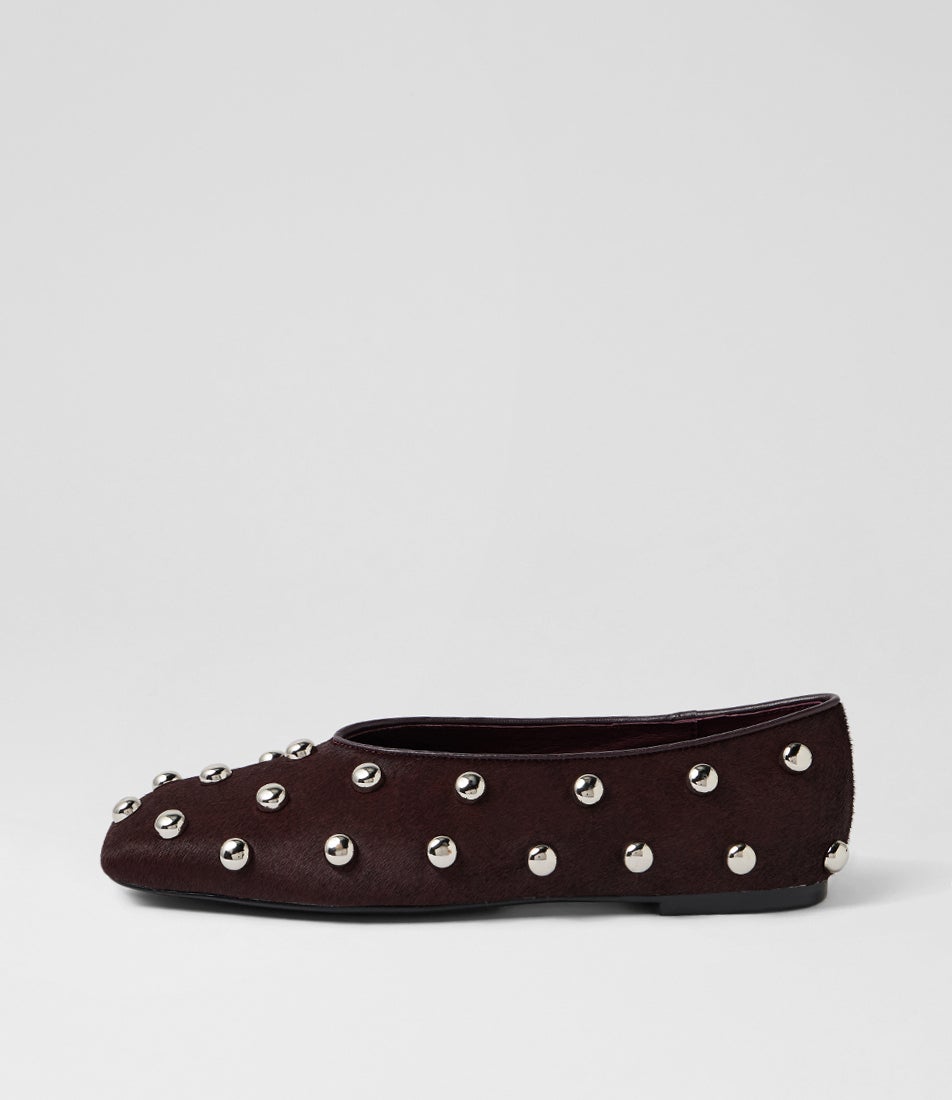 Baloree Burgundy Pony Flat Shoes