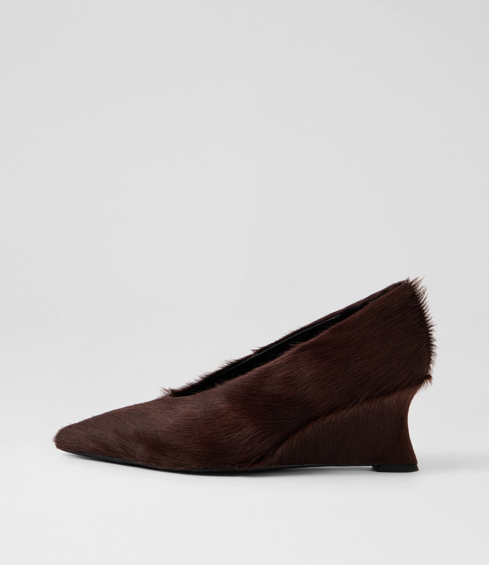 Camye Choc Long Pony Wedges Camye Choc Long Pony Wedges