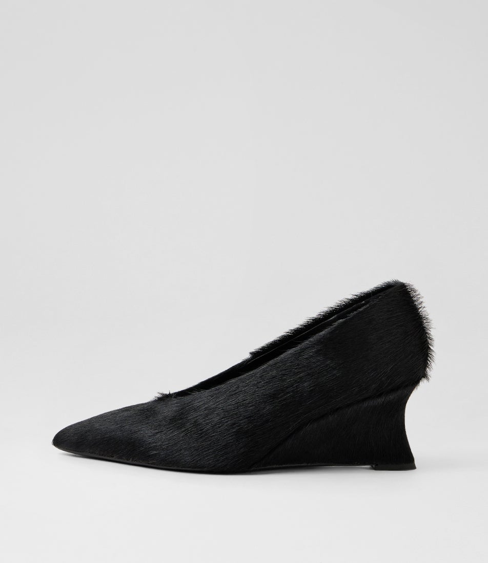 Camye Black Long Pony Wedges Camye Black Long Pony Wedges