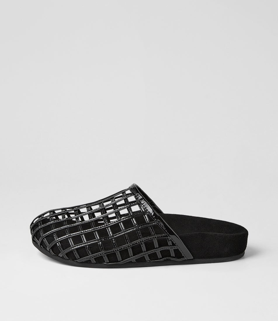 Donney Black Patent Leather Mules