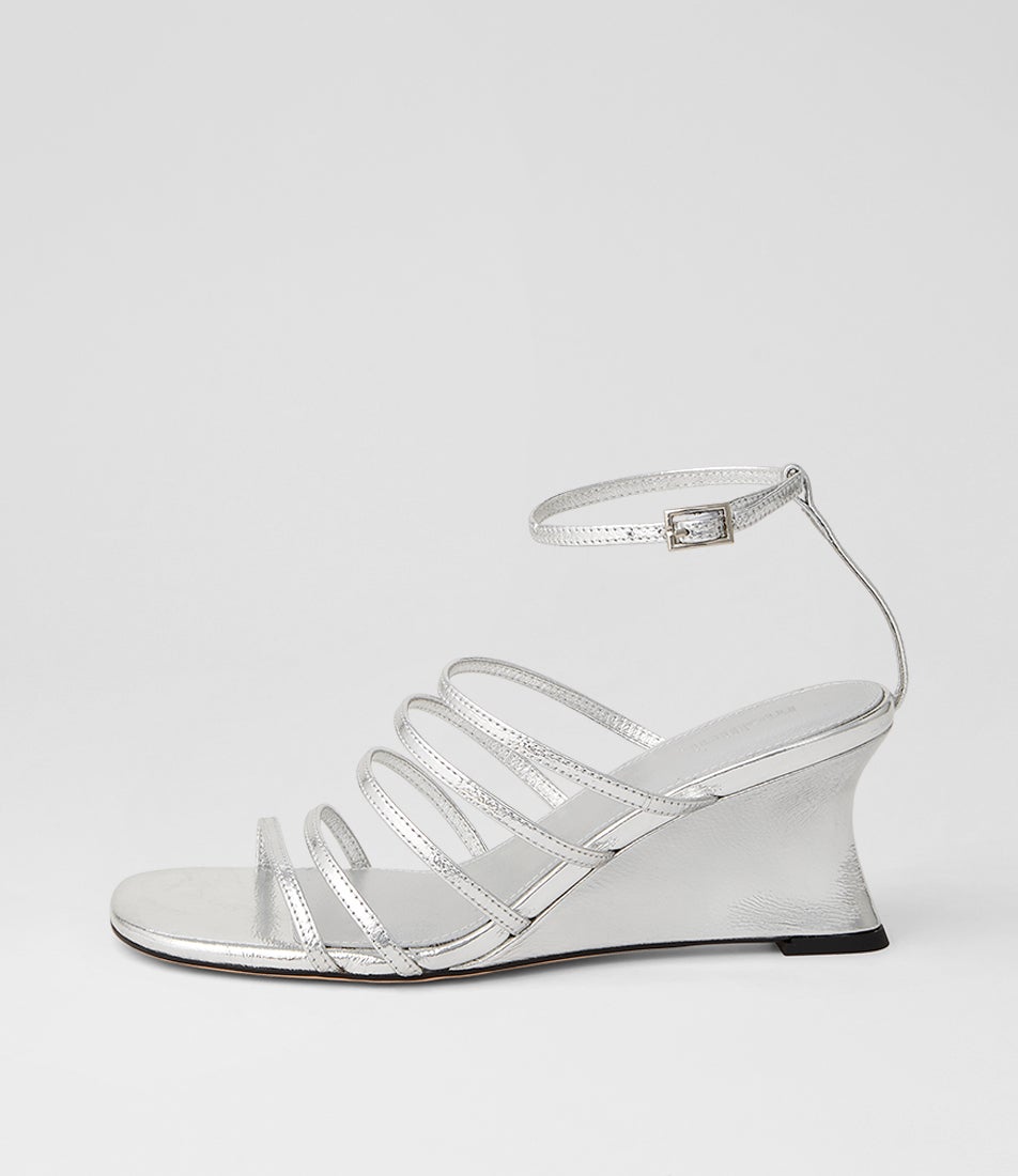 Fayte Silver Crinkle Leather Sandals Fayte Silver Crinkle Leather Sandals