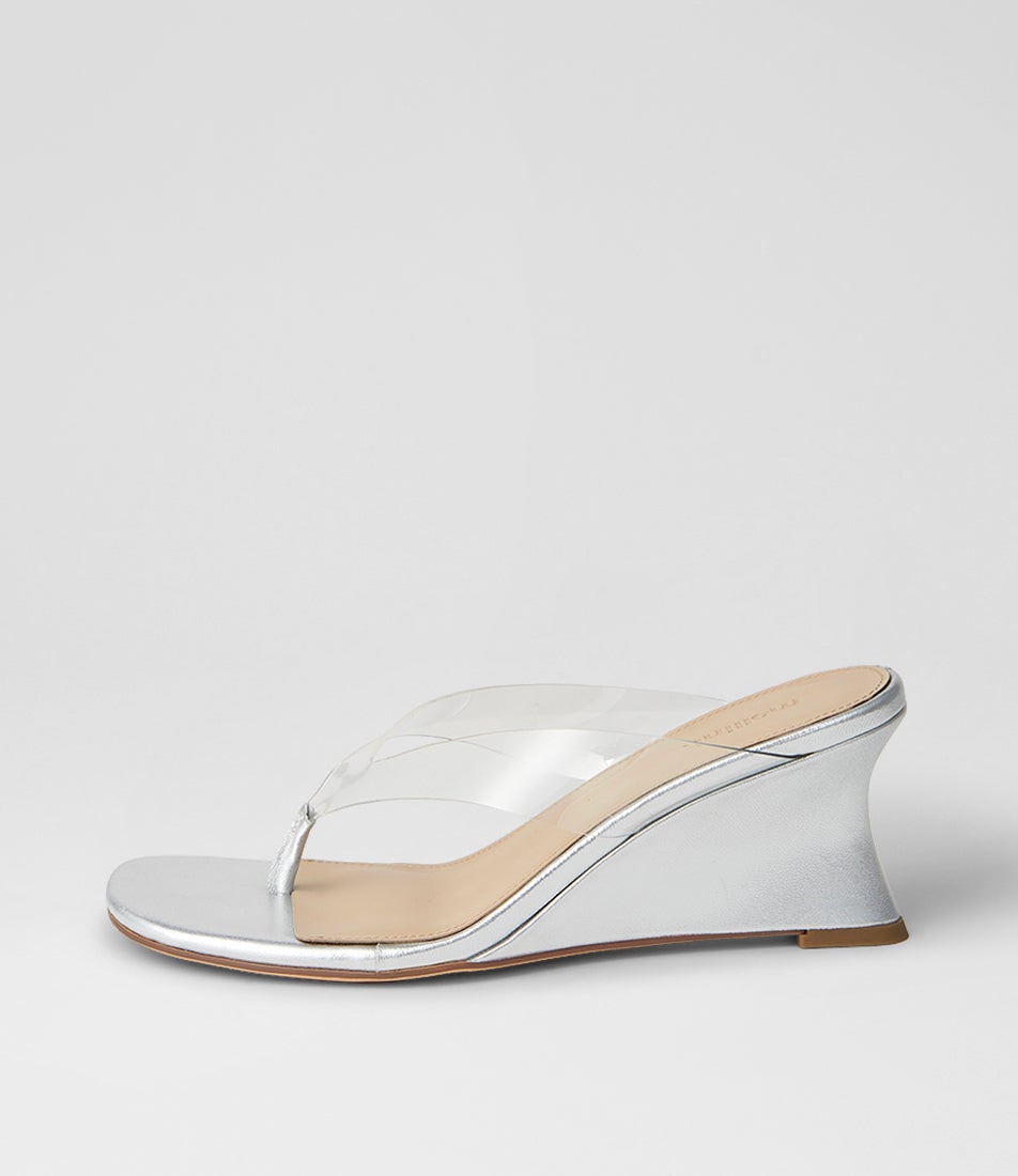 Fixen Clear Silver Vinylite Leather Sandals Fixen Clear Silver Vinylite Leather Sandals