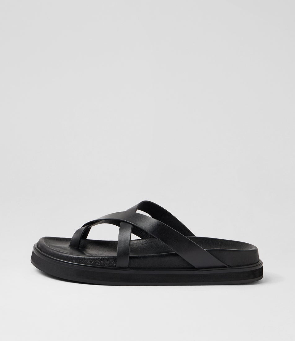 Milie Black Leather Slides Milie Black Leather Slides