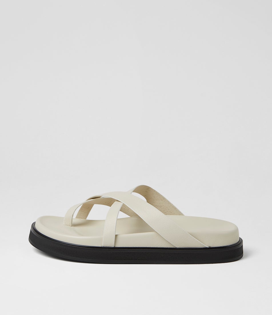 Milie Cream Leather Slides