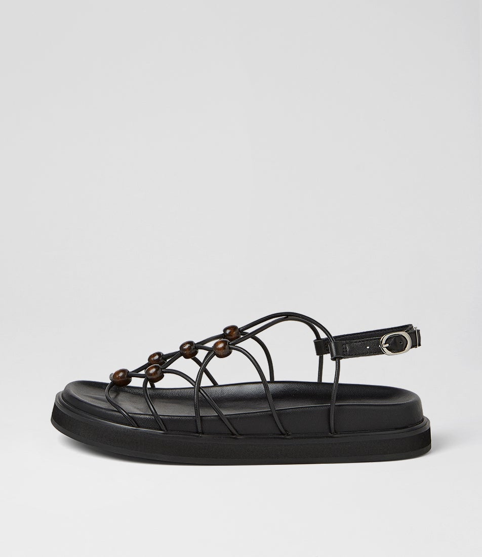 Menday Black Leather Sandals