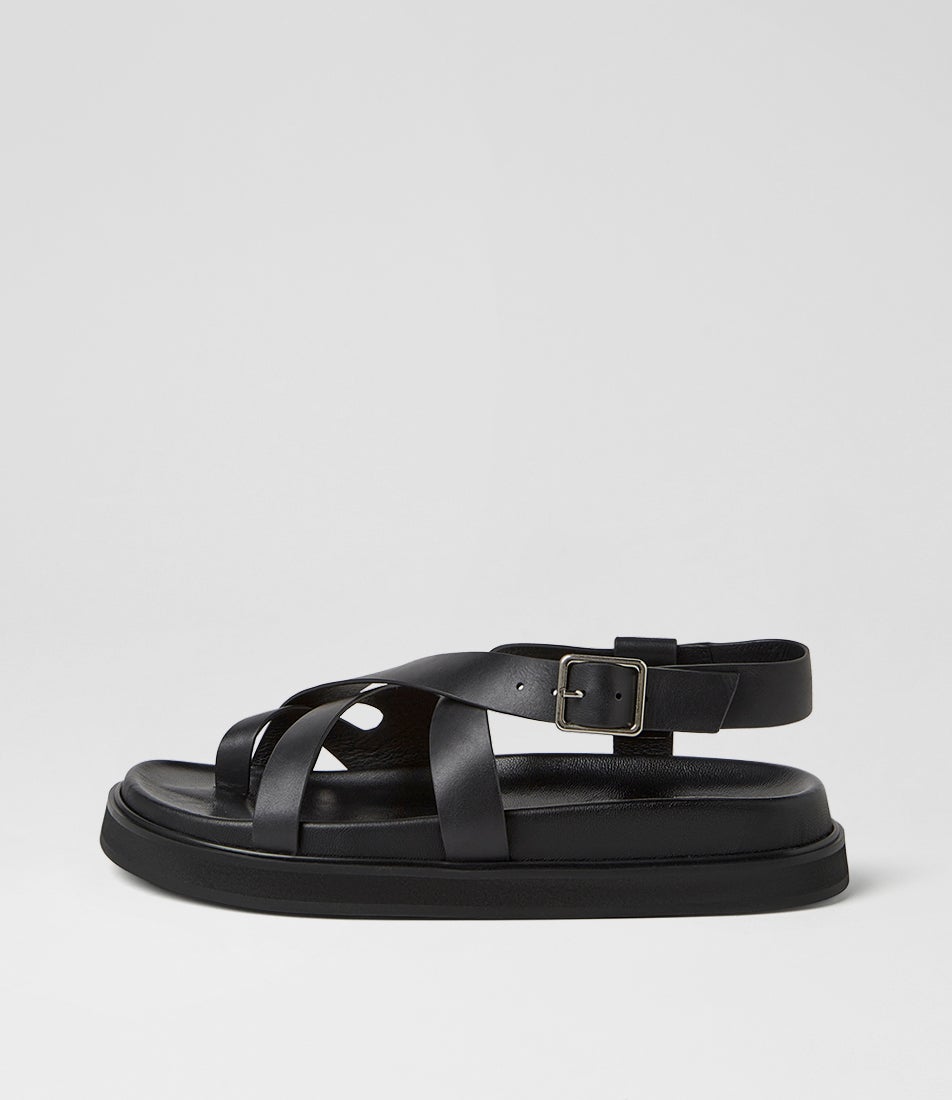 Meyne Black Leather Sandals