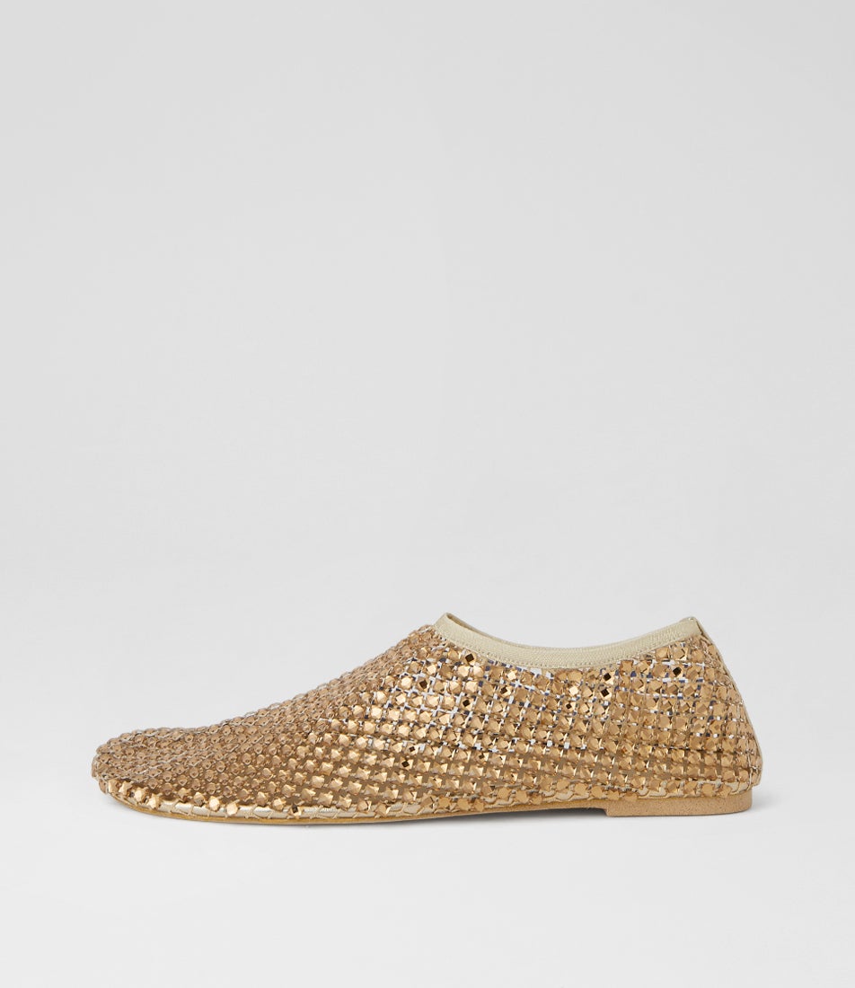 Reffie Gold Gem Mesh Slip Ons Reffie Gold Gem Mesh Slip Ons