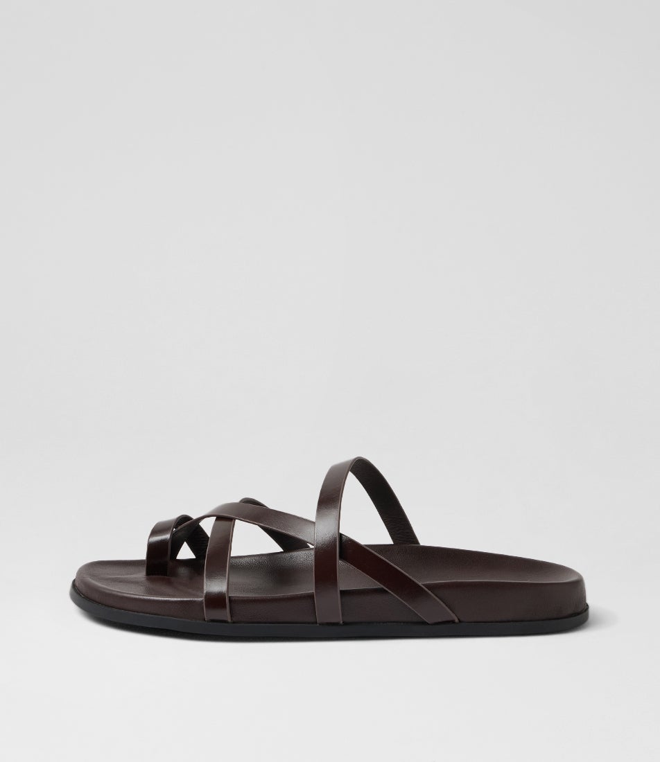 Haana Choc Shine Leather Slides
