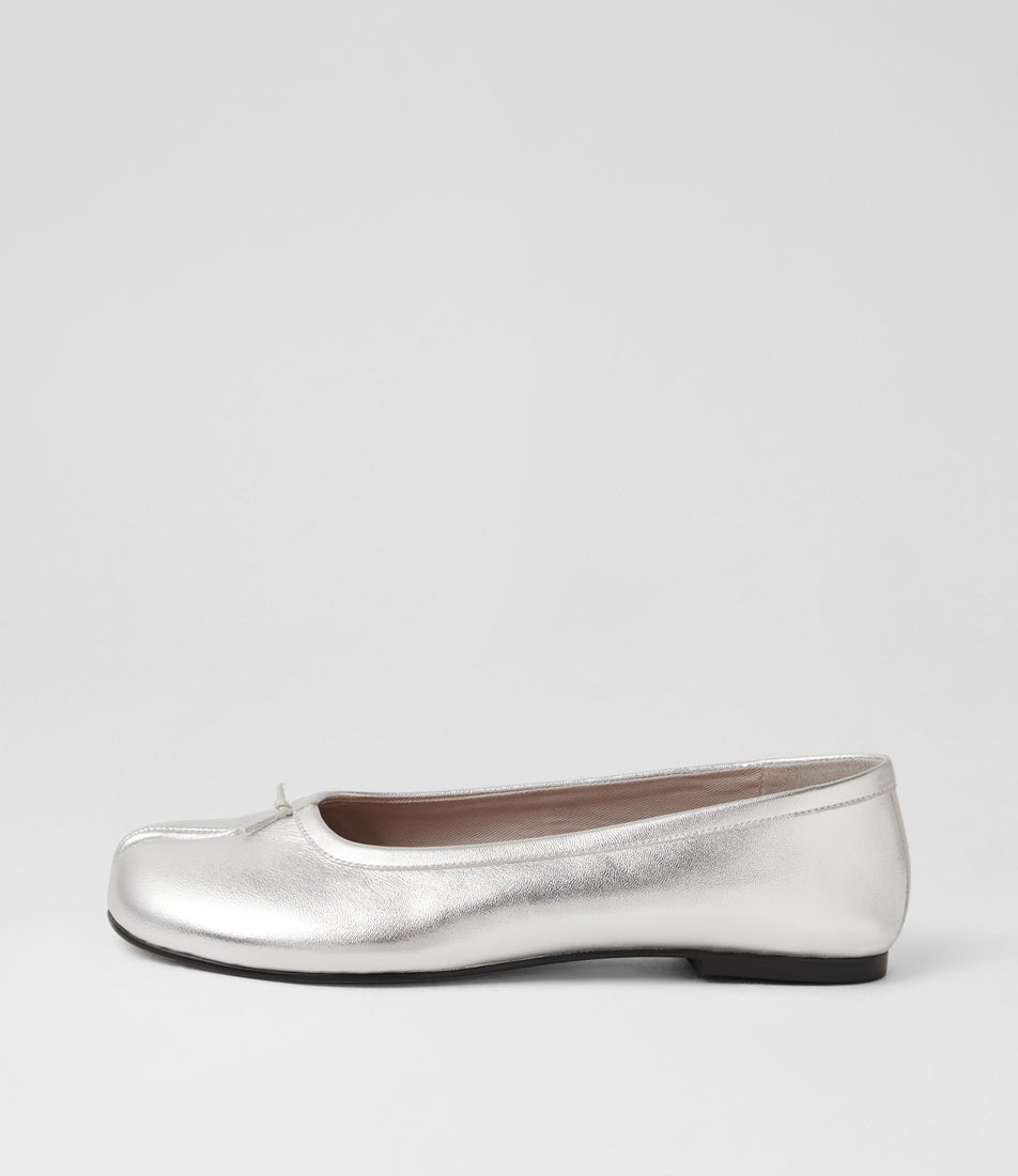 Tivelle Silver Leather Ballet Flats