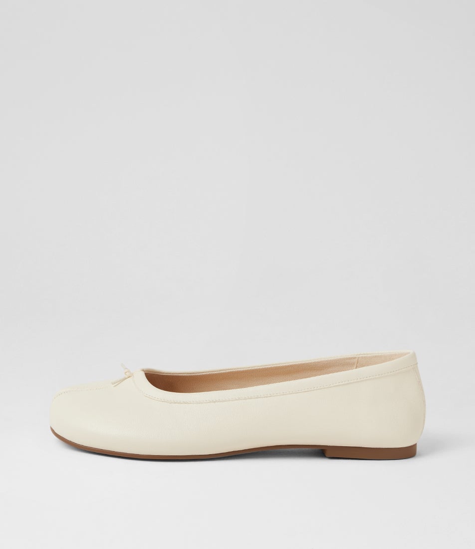 Tivelle Cream Leather Ballet Flats
