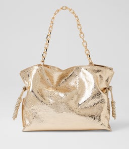 DELLA MO GOLD CHAIN CRINKLE LEATHER
