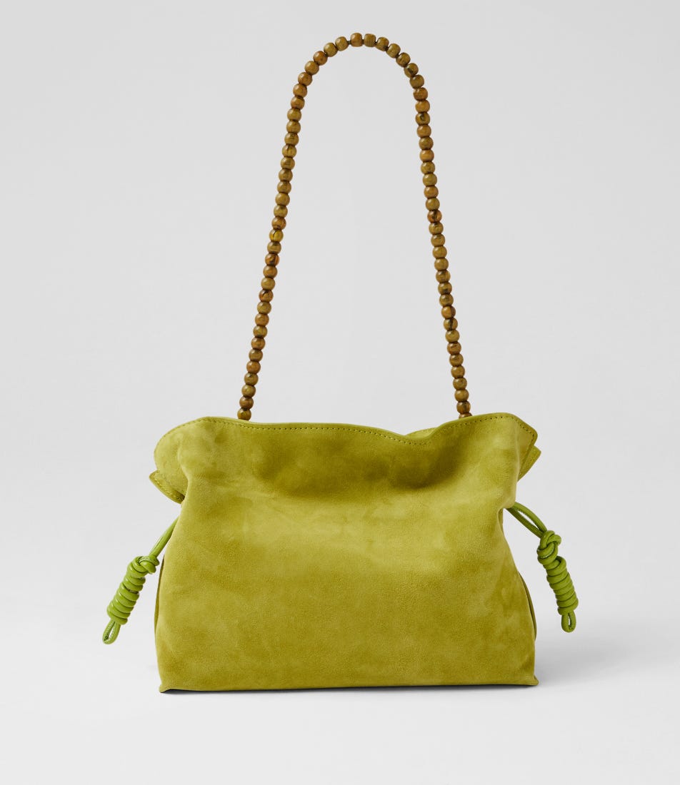 Della Matcha Suede Handbag