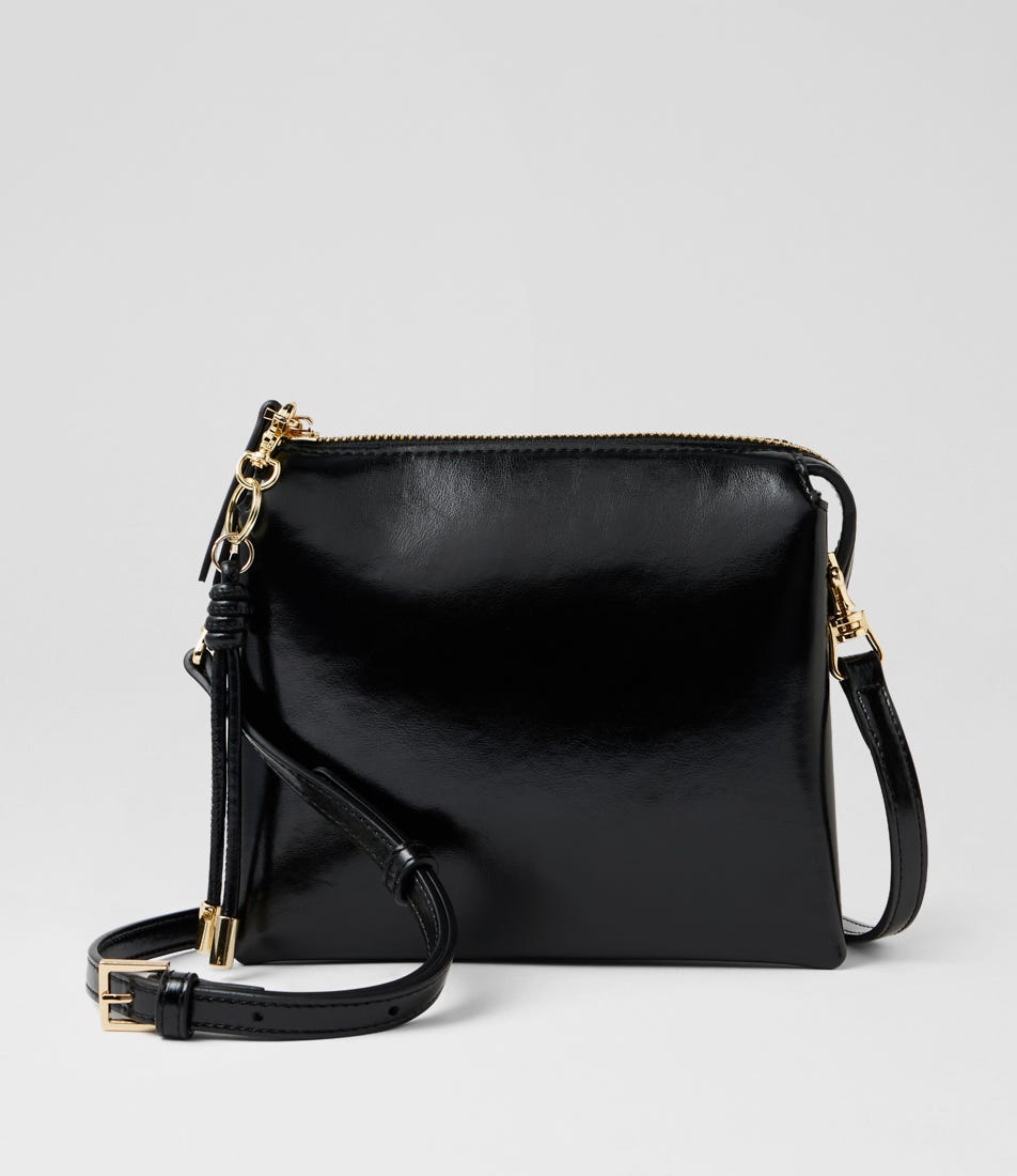Pauloa Black Leather Cross Body Bag