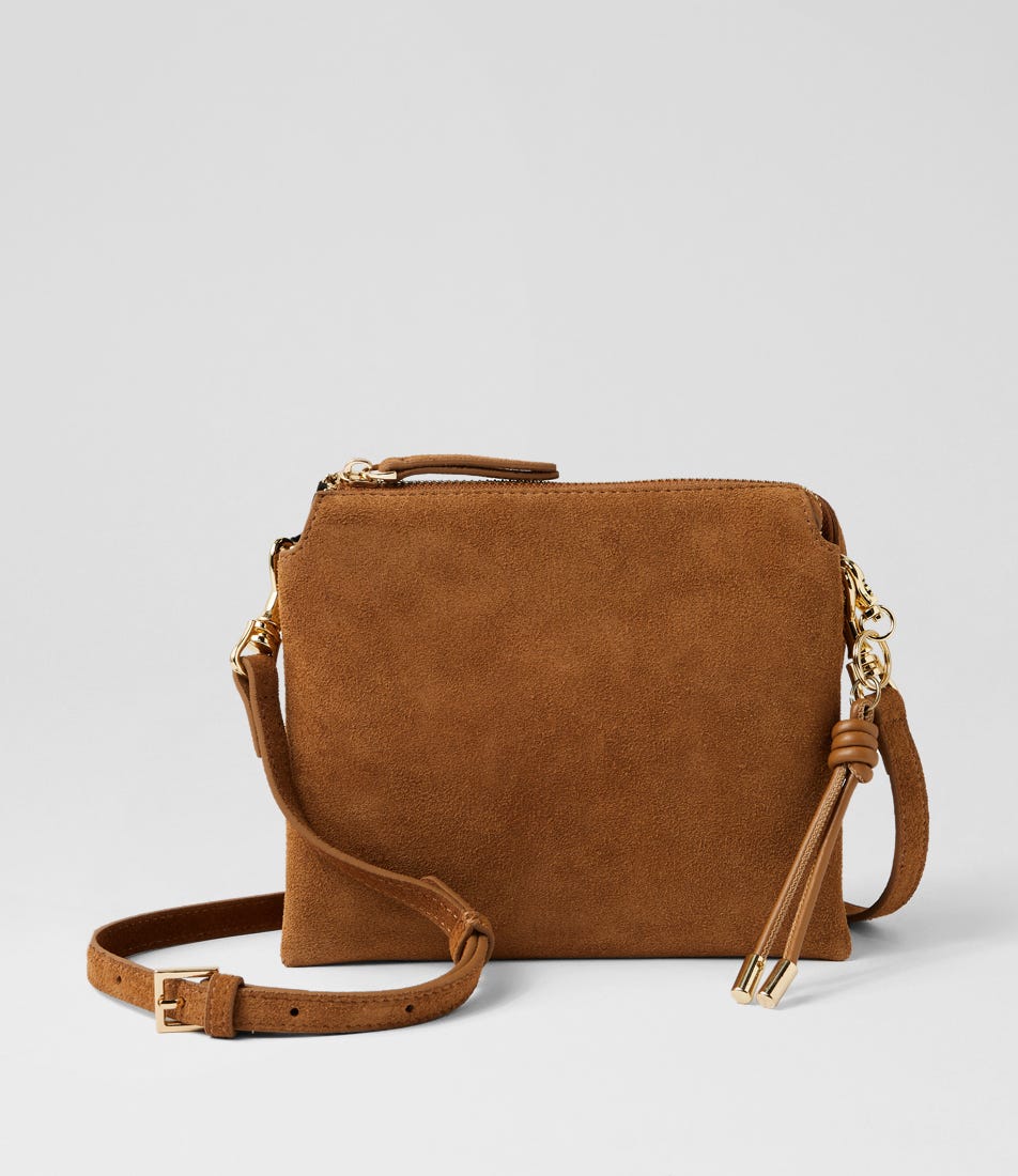 Pauloa Coffee Suede Cross Body Bag